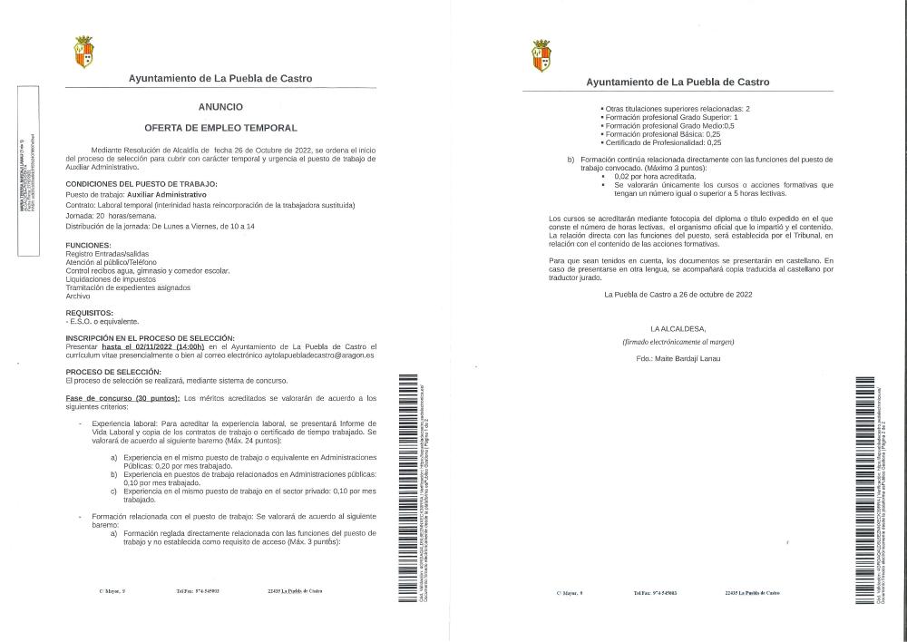 Imagen OFERTA DE EMPLEO TEMPORAL