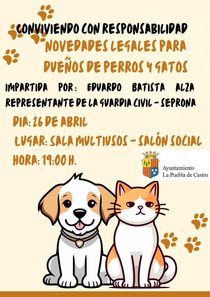 Imagen Charla Conviviendo con responsabilidad, novedades legales para dueños de perros y gatos - Impartida por Eduardo Batista de SEPRONA