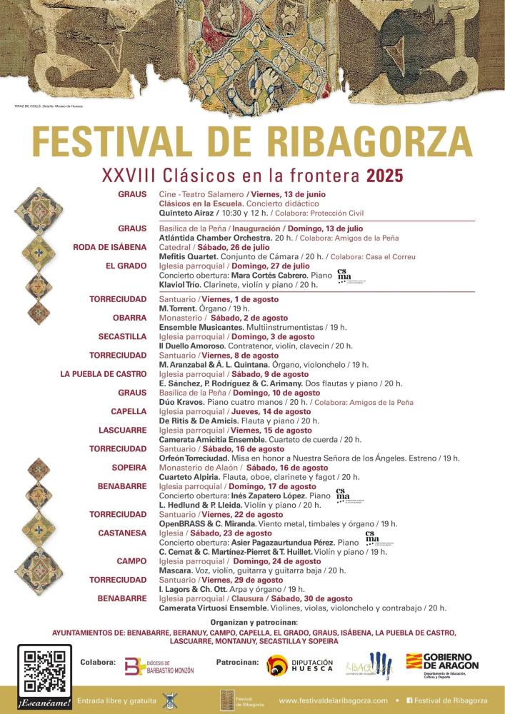 Imagen Festival de Ribagorza 2025. Eduard Sánchez (flauta) Pedro José Rodríguez Larrañaga (piano) Claudi Arimany (flauta)
